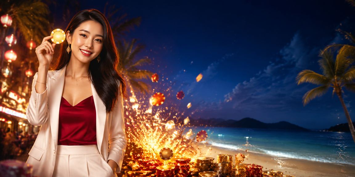 Cảnh hoàng hôn bãi biển Côn Đảo với không gian giải trí casino trực tuyến